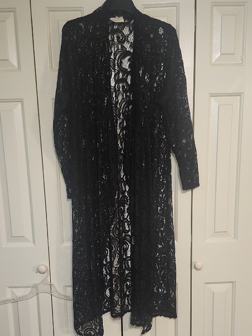 Black Longline Lace Dress Cardigan
